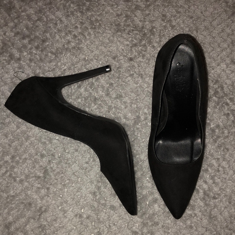 Charlotte Russe Black Velvet Point High Heels